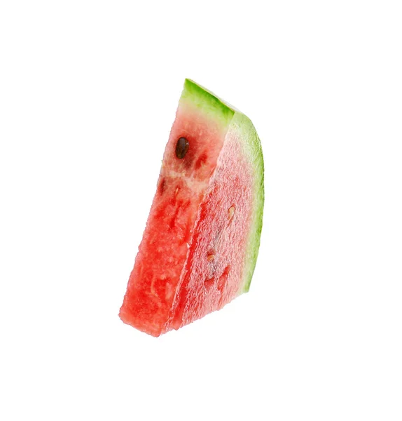 Snijd Heerlijke Rijpe Watermeloen Geïsoleerd Wit — Stockfoto
