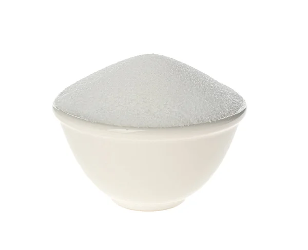 Tál Fehér Alapon Izolált Természetes Sóval — Stock Fotó