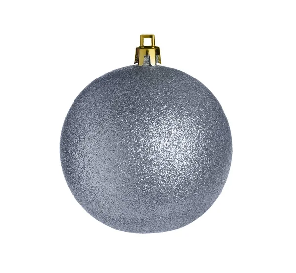 Belle Boule Noël Argent Isolée Sur Blanc — Photo