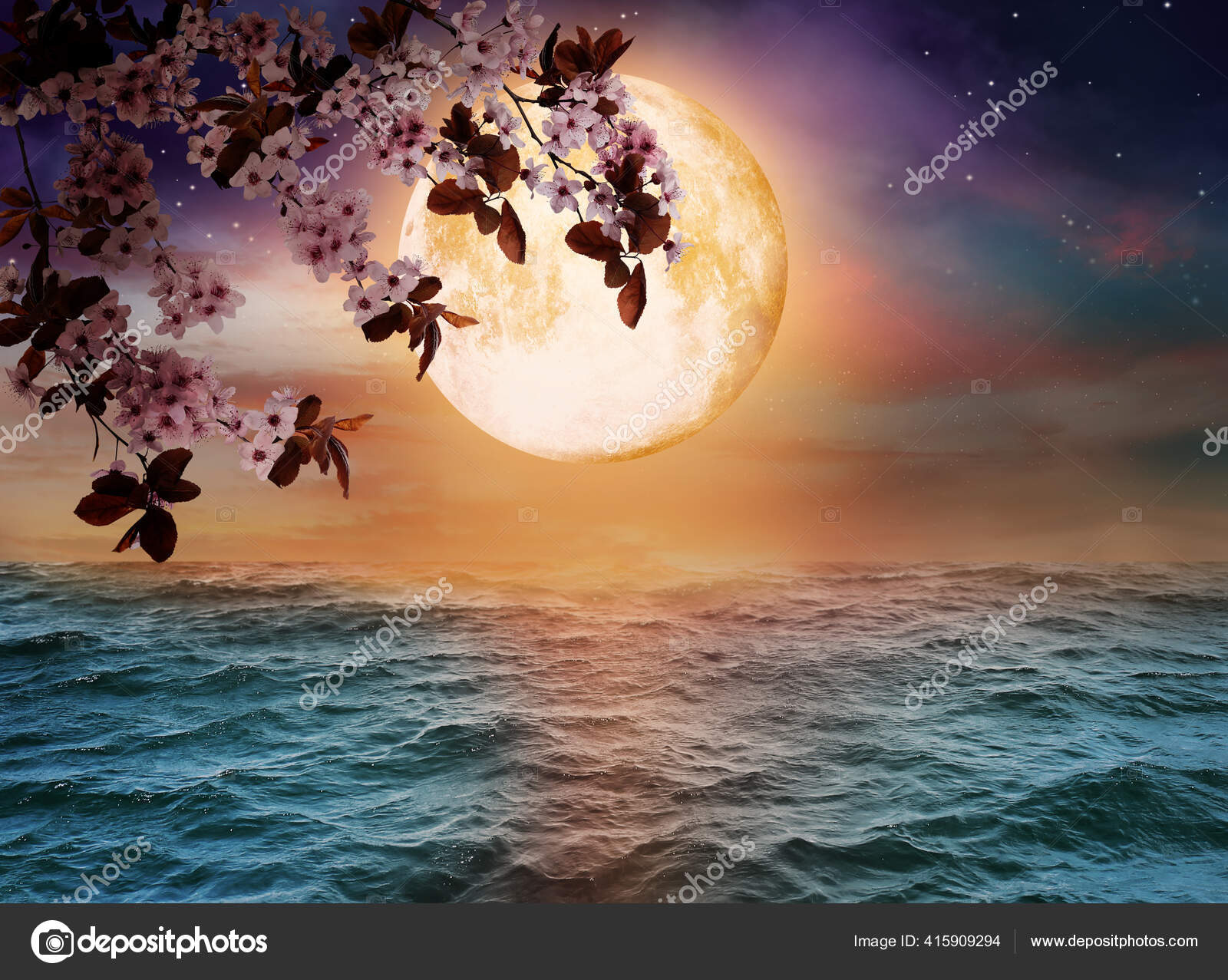 原画 月 星 海 夜空 桜 桜吹雪 星空 春 おしゃれ モダンアート 現代アート 原画 月 星 海 夜空 桜 桜吹雪 星空 春 おしゃれ モダンアート