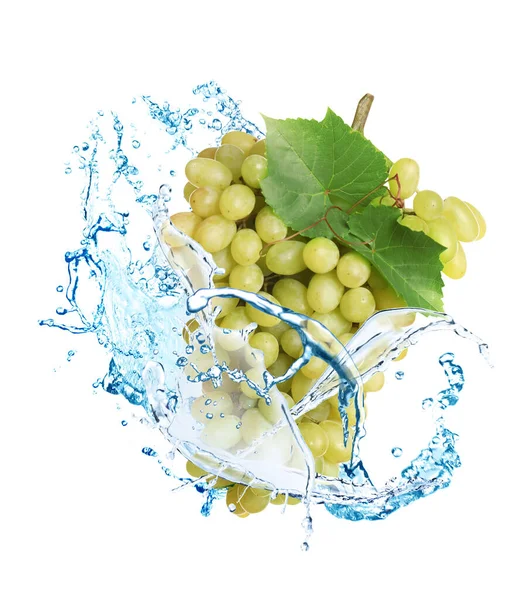 Виноградное Скопление Брызгами Воды Белом Фоне — стоковое фото