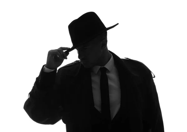 Detective Vecchio Stile Cappello Sfondo Bianco — Foto Stock