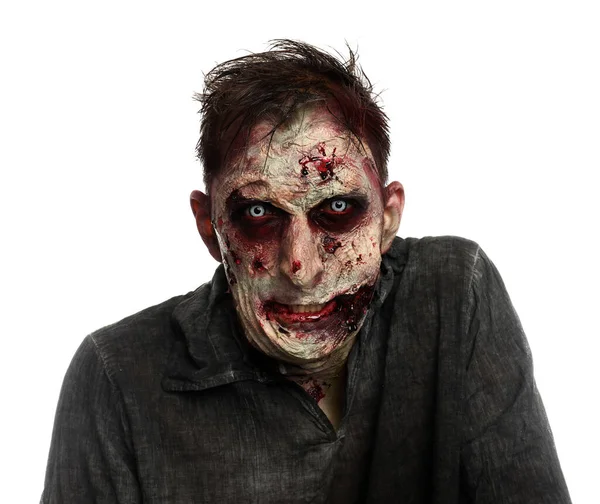 Spaventoso Zombie Sfondo Bianco Mostro Halloween — Foto Stock