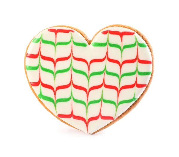 Heart Shaped Christmas Cookie Isolated White — Stock Photo, Image