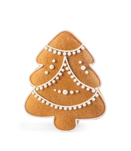 Biscoito Forma Árvore Natal Isolado Branco — Fotografia de Stock