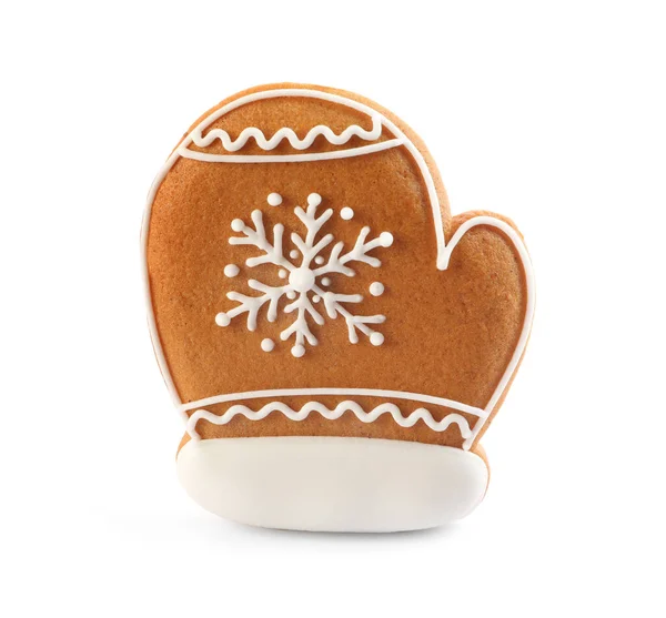 Mitten Kształcie Christmas Cookie Izolowane Białym — Zdjęcie stockowe