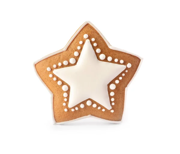 Galleta Navidad Forma Estrella Aislada Blanco —  Fotos de Stock