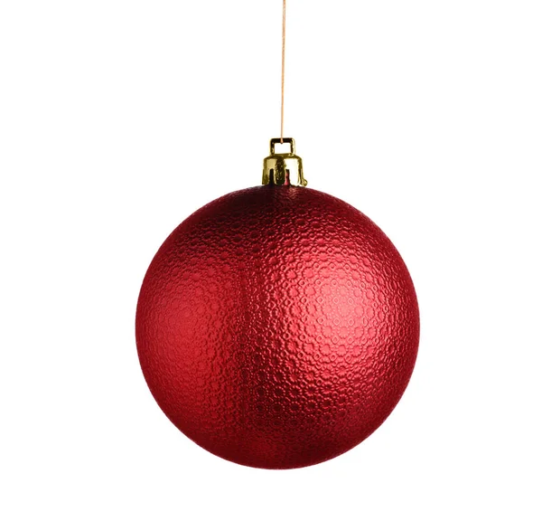 Mooie Rode Kerstbal Geïsoleerd Wit — Stockfoto