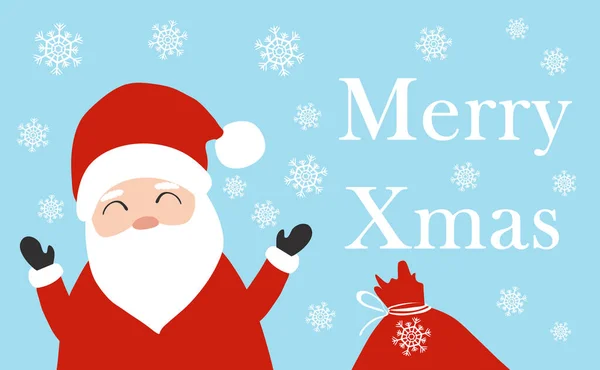 Holiday Card Design Santa Claus Red Bag Text Merry Xmas — Stock Photo, Image