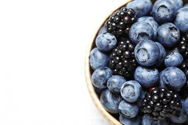 Blueberries Blackberries Bowl White Background Closeup Stock Image