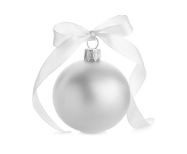 Beyaz kurdeleli güzel Noel balosu