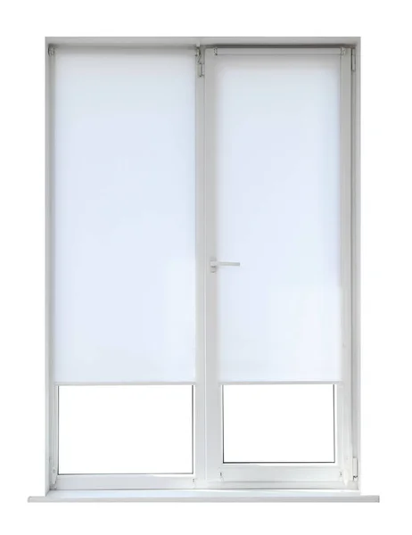 Fenêtre Moderne Fermée Plastique Sur Fond Blanc — Photo