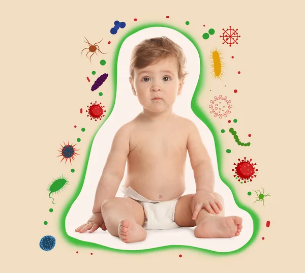 Imunidade Forte Como Escudo Protegendo Bebê Vírus Bactérias Ilustração — Fotografia de Stock