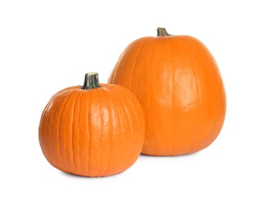 Taze olgun balkabakları beyazın üzerinde izole edilmiş. Organik bitki