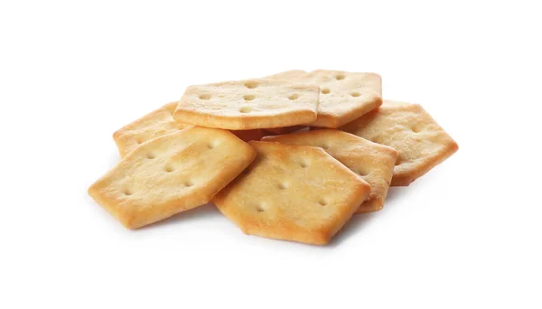 Crispy Crackers Isolated White Delicious Snack — Stock Photo, Image