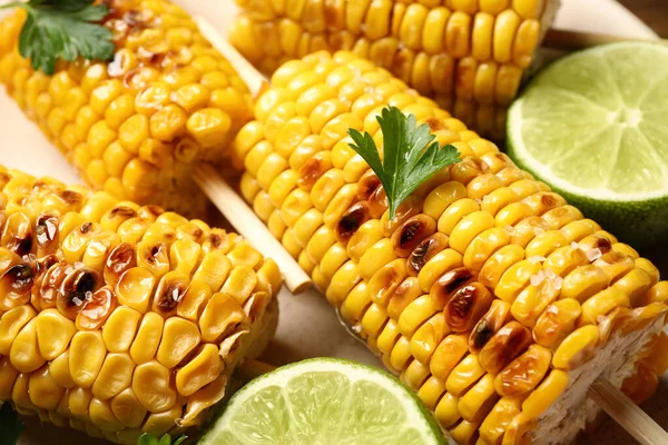 Tasty Grilled Corn Lime Closeup View — Stock Photo, Image