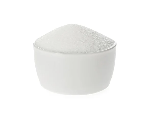天然塩を白に分離したボウル — ストック写真