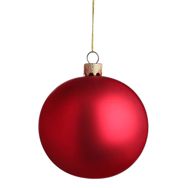 Bela Bola Natal Vermelho Isolado Branco — Fotografia de Stock