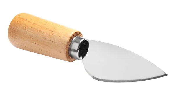 Сырный Нож Деревянной Ручкой Изолированный Белом — стоковое фото