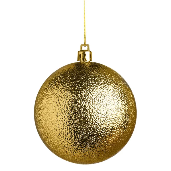 Mooie Gouden Kerstbal Geïsoleerd Wit — Stockfoto