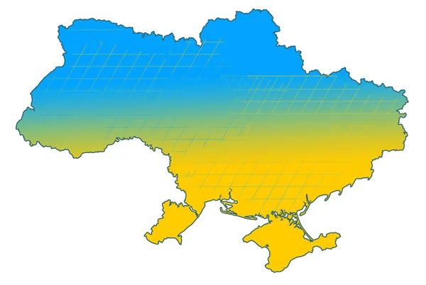 Очертания Украины Цветом Национального Флага Белом Фоне Иллюстрация — стоковое фото