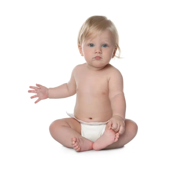 Cute Little Baby Diaper White Background — Stock Photo, Image