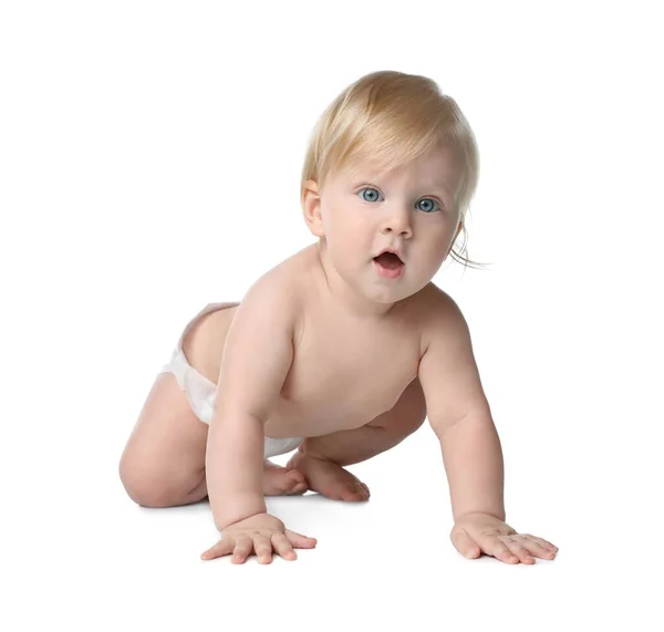 Cute Little Baby Diaper White Background — Stock Photo, Image