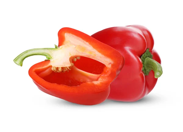 Cut Whole Bell Peppers White Background — Stock Photo, Image