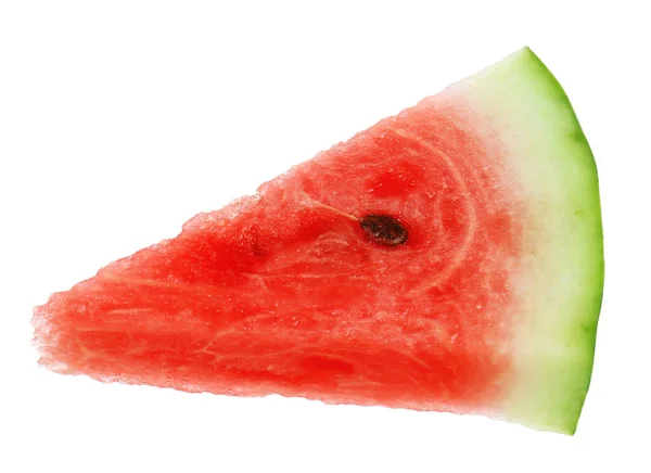 Scheibe Köstliche Reife Wassermelone Isoliert Auf Weiß — Stockfoto