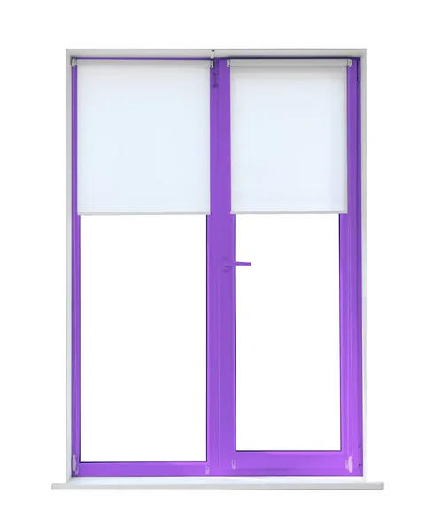 Modern Plastic Window Bright Purple Frame White Background — Stock Photo, Image