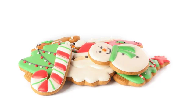 Pile Christmas Cookies White Background — Stock Photo, Image