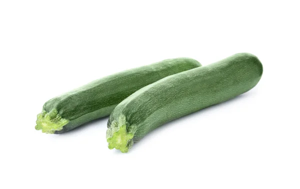 Zucchine Mature Verdi Crude Isolate Bianco — Foto Stock