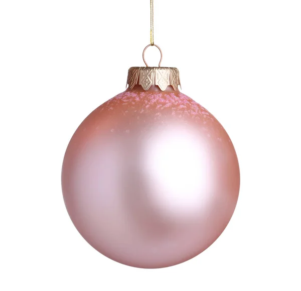 Mooie Roze Kerstbal Geïsoleerd Wit — Stockfoto