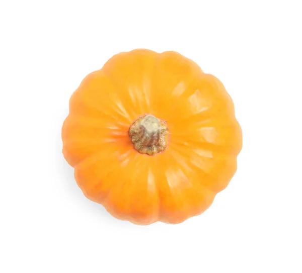 Όμορφη Ώριμη Κολοκύθα Πορτοκαλιού Απομονωμένη Λευκό Κορυφαία Άποψη — Φωτογραφία Αρχείου