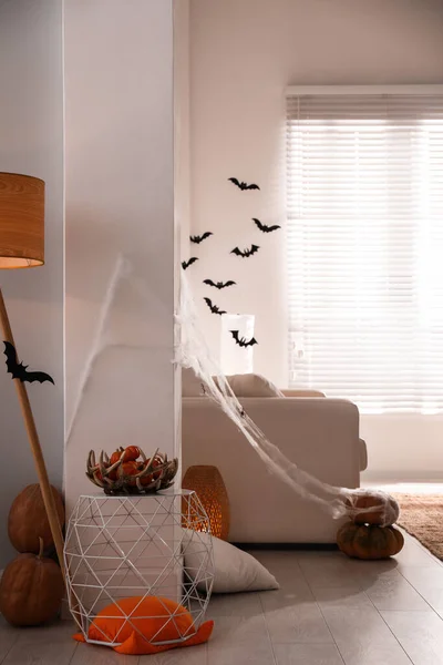 Chambre Moderne Décorée Pour Halloween Intérieur Festif — Photo