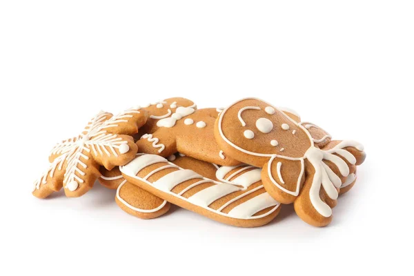 Pile Christmas Cookies White Background — Stock Photo, Image