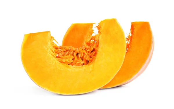 Шматочки Стиглого Апельсинового Гарбуза Білому Тлі — стокове фото