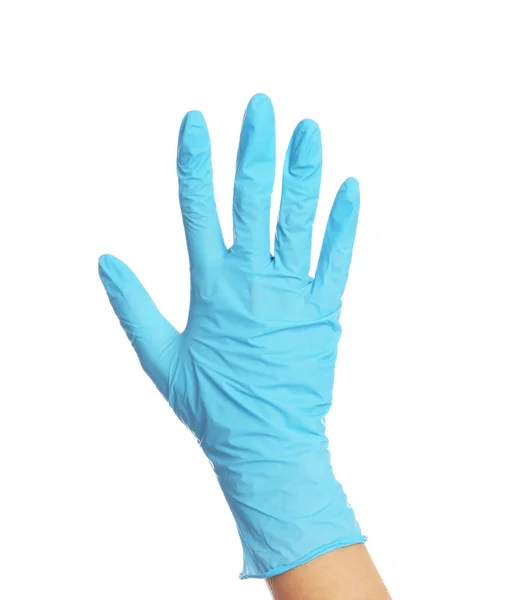 Médico Con Guantes Médicos Sobre Fondo Blanco Primer Plano —  Fotos de Stock