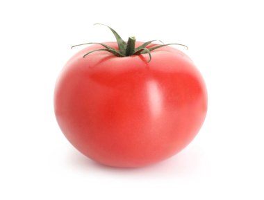 bir olgun kırmızı domates üzerinde beyaz izole