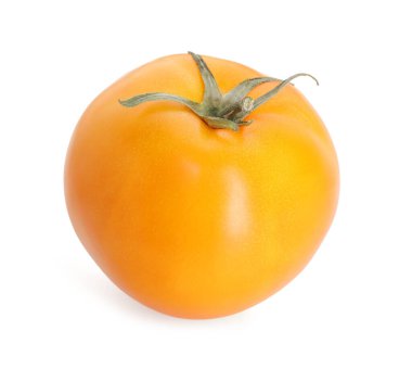 Bir olgun sarı domates beyaza izole edilmiş.