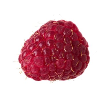 Taze olgun bir ahududu beyaza izole edilmiş.