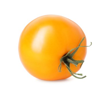 Bir olgun sarı domates beyaza izole edilmiş.