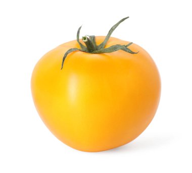 Bir olgun sarı domates beyaza izole edilmiş.