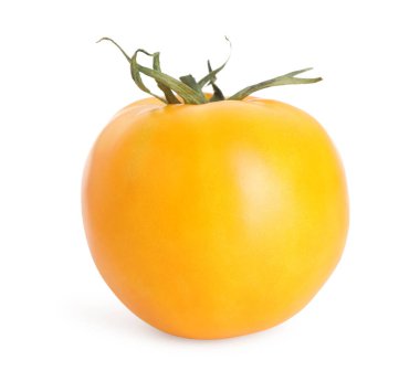 Bir olgun sarı domates beyaza izole edilmiş.