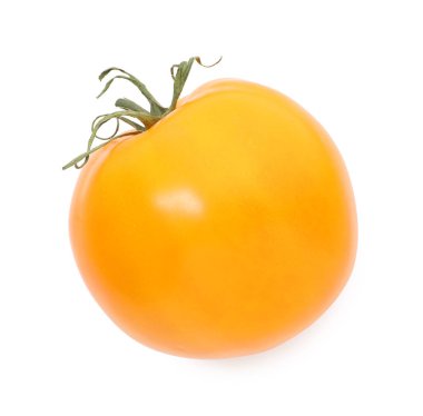 Bir olgun sarı domates beyaza izole edilmiş.