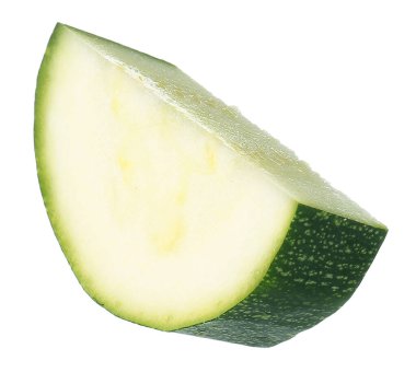 Beyaz üzerine izole edilmiş taze olgun kabak dilimi.
