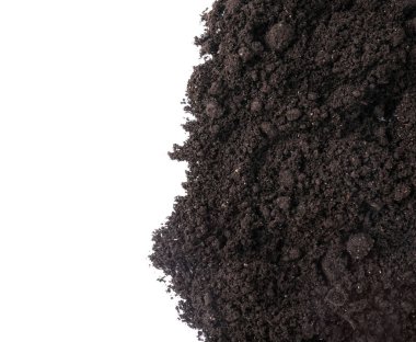 Taze toprak beyaz, üst görünümde izole.