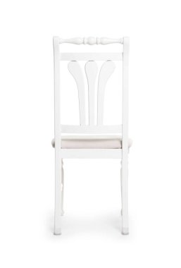 Beyaza izole edilmiş şık bir sandalye. Kullanılmış eşyalar