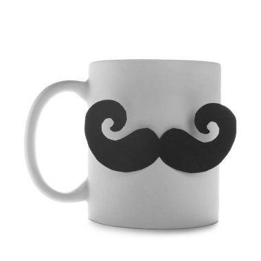 Babalar Günün kutlu olsun. Beyaz bıyıklı kupa.