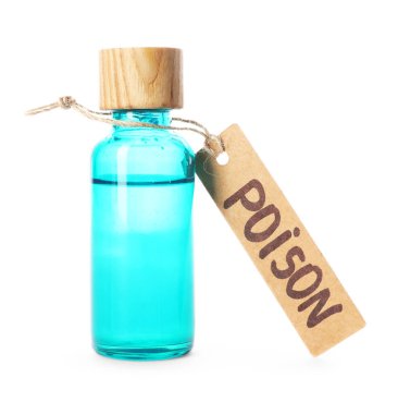 Bir şişe zehir beyaza izole edilmiş.